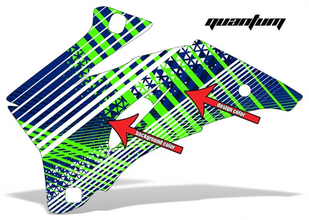 Quantum - Design color = Green, Background = Blue